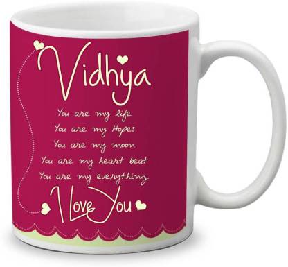 My Gifts Zone Vidhya Name Beautiful Ceramic Coffee Gifts for Anniversary/  Valentine's Day / Gifts for your Loved ones Ceramic Coffee Mug Price in  India - Buy My Gifts Zone Vidhya Name