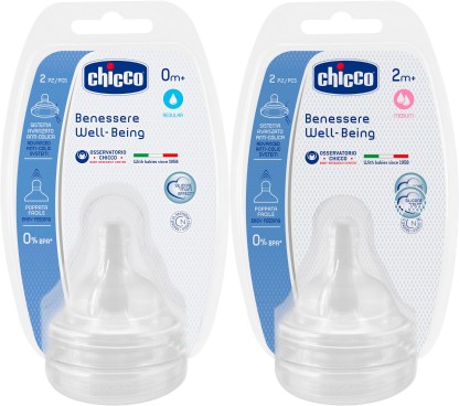 2m 6m+ 4m White Chicco Chicco Wellbeing Silicon Food Flow Teat 