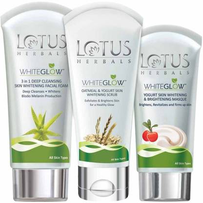 Lotus Herbals Whitening Glow Kit Facial Foam 100gm Masque 80gm Oatmeal Scrub 100gm Price In India Buy Lotus Herbals Whitening Glow Kit Facial Foam 100gm Masque 80gm