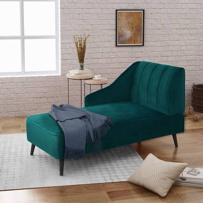 Style Crome Style Crome Linen Fabric Living Room Chaise Lounge with Nailhead Trim (Cyan) Fabric 2 Seater  Sofa