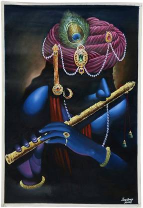 Vacottadesign Hand Made Sri Krishna Wall Painting With Original Watercolour For Home Decor Watercolor 2 54 Inch X 55 88 Inch Painting Price In India Buy Vacottadesign Hand Made Sri Krishna Wall Painting