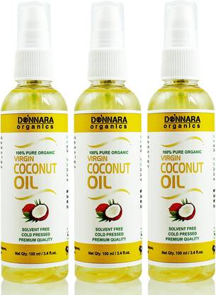 Donnara Organics 100% Pure Virgin Coconut oil Combo pack of 3 bottles of 100 ml(300 ml)