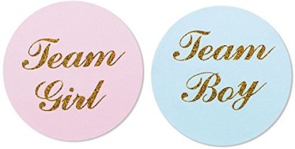 80 Pack Team boy and Team Girl Baby Shower Sticker Labels Gold Gender Reveal Stickers 2 Inch. Perfect Gender Reveal Party Supplies 