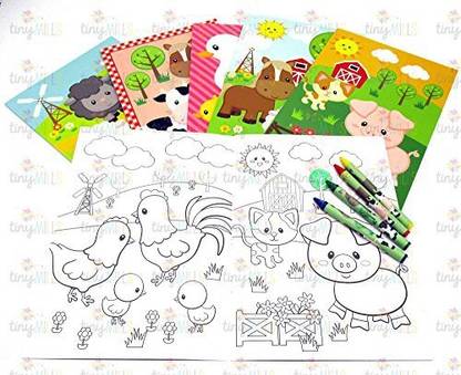Download Tinymills Farm Animals Coloring Books With Crayons Party Favors Set Of 12 Farm Animals Coloring Books With Crayons Party Favors Set Of 12 Shop For Tinymills Products In India Flipkart Com