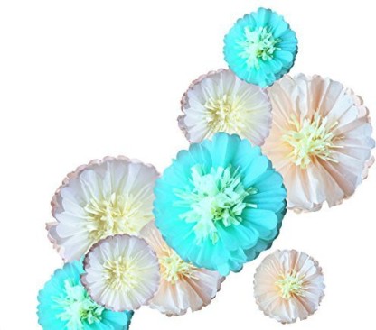 9 Pieces Paper Flower Tissue Paper Pompoms Chrysanth Flowers DIY Crafting for Wedding,Birthday Party,Baby Shower,Backdrop Nursery Wall Decoration 