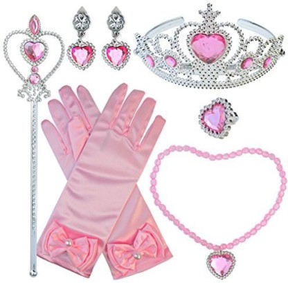 Princess Dress Up Accessories Gift Set Crown Necklace Cosplay Birthday Party 