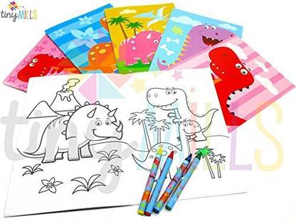 Download Tinymills Dinosaurs Coloring Books With Crayons Party Favors Set Of 12 Dinosaurs Coloring Books With Crayons Party Favors Set Of 12 Shop For Tinymills Products In India Flipkart Com
