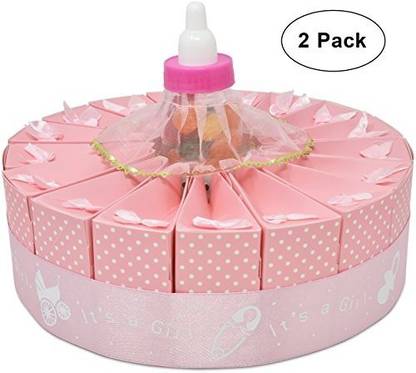 Gift Boutique 1 Tier Baby Shower Favor Bags Cake Kit 2 Pack Includes 20 Favor Boxes Pink Girl Baby Shower Party Crafts Supplies Decorations Ta 1 Tier Baby Shower Favor Bags