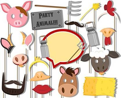 Birthday Galore Farm Animals Barnyard Photo Booth Props Kit - 20 Pack Party  Camera Props Fully Assembled - Farm Animals Barnyard Photo Booth Props Kit  - 20 Pack Party Camera Props Fully