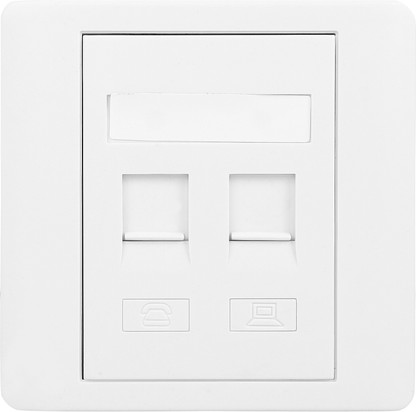 White w/Windows 6-Port Keystone Jack RJ45 CAT Network Faceplate Wall Plate 