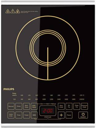 Philips Viva Collection Hd4938-01 2100-Watt Glass Induction Cooktop With Sensor Touch, Black