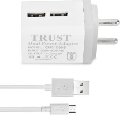 Best Smartphone 2.8A Dual Port Fast Charger with Detachable Cable – Trust