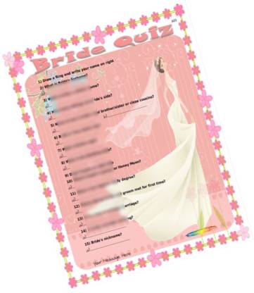 PartyStuff Marriage Bride Quiz - Quiz Ques Ans in Paper Games (12 Cards)  Party & Fun Games Board Game - Marriage Bride Quiz - Quiz Ques Ans in Paper  Games (12 Cards) .