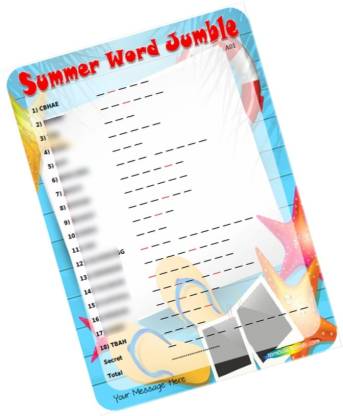 PartyStuff Summer Word Jumble - Word Jumble in Paper Games (12 Cards) Party  & Fun Games Board Game - Summer Word Jumble - Word Jumble in Paper Games  (12 Cards) . Buy