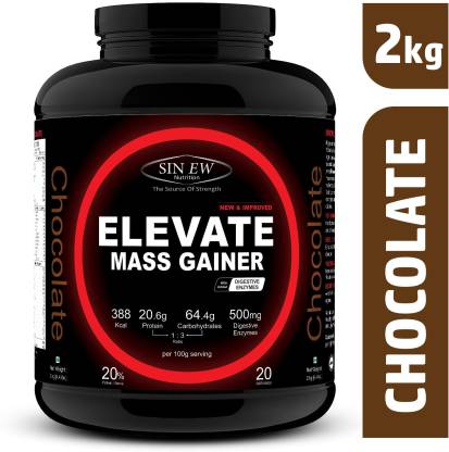 SINEW NUTRITION Elevate Mass Gainer 2kg Chocolate Weight Gainers/Mass Gainers