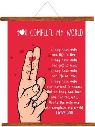 GIFTSMATE Birthday Anniversary gift for Girlfriend You Complete My World  Love Scroll Greeting Card for Girlfriend - 18x24 inches Love Tapestry Price  in India - Buy GIFTSMATE Birthday Anniversary gift for Girlfriend