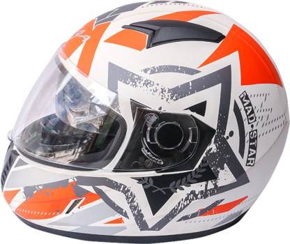 VEGA CARA MAD STAR WHITE ORANGE Motorbike Helmet