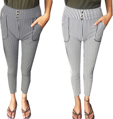 window shop jeggings stripe print Black 