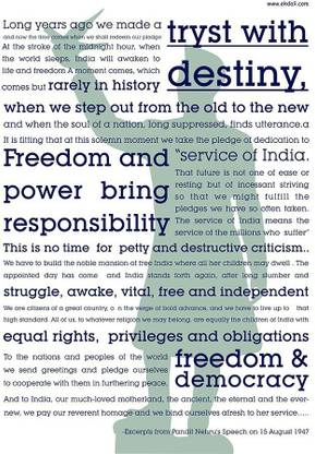 Nehru Ji S Tryst With Destiny Speech Size A3 11 7 X16 5 Inches Ideal For Home Classroom And Office Paper Print Quotes Motivation Personalities Posters In India Buy Art