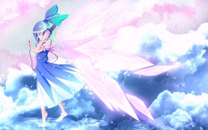 Athah Anime Touhou Ice Fairy Blue Hair Blue Eyes Dress Crystal Wings Water Cloud Sakura Petal Headphones Sky Cirno 13*19 inches Wall Poster Matte Finish Paper Print - Animation & Cartoons posters Athah Anime Touhou Ice Fairy Blue Hair Blue Eyes Dress Crystal Wings Water Cloud Sakura Petal Headphones Sky Cirno 13*19 inches Wall Poster Matte Finish Paper Print - Animation & Cartoons posters
