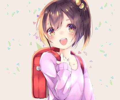 Athah Anime Original Girl Short Hair Brown Hair Bag Child 13*19 inches Wall  Poster Matte Finish Paper Print - Animation & Cartoons posters in India -  Buy art, film, design, movie, music,