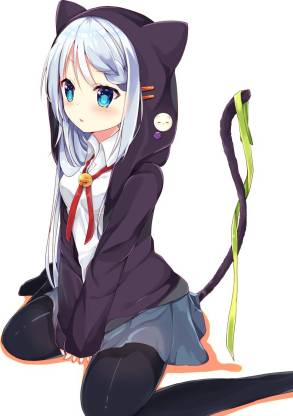 Athah Anime Original Girl White Hair Hoodie Nekomimi Schoolgirl School  Uniform Thigh Highs 13*19 inches Wall Poster Matte Finish Paper Print -  Animation & Cartoons posters in India - Buy art, film,