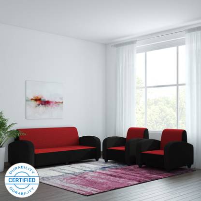 Bharat Lifestyle Quatra Fabric 3 1 Red Black Sofa Set In India At Flipkart Com Bharat Lifestyle Quatra Fabric, Red Colour Sofa Set
