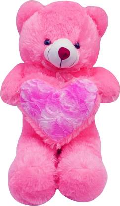 Fun Joy Beautiful Baby Pink Teddy Bear With Rose Pink Heart 70 Cm Beautiful Baby Pink Teddy Bear With Rose Pink Heart Buy Teddy Bear Toys In India