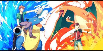 Athah Anime Pokémon Red Blue Charizard Blastoise 13*19 inches Wall Poster  Matte Finish Paper Print - Animation & Cartoons posters in India - Buy art,  film, design, movie, music, nature and educational