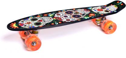 IRIS Complete Black Cruiser with Colourful Light Up Wheels 6 inch x 22.8 inch Skateboard