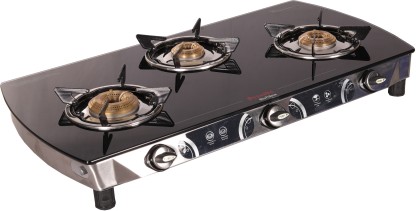 preethi glass top gas stove 3 burner