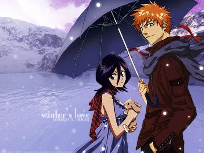 Athah Anime Bleach Rukia Kuchiki Ichigo Kurosaki Love Snow Winter 13 19 Inches Wall Poster Matte Finish Paper Print Animation Cartoons Posters In India Buy Art Film Design Movie Music