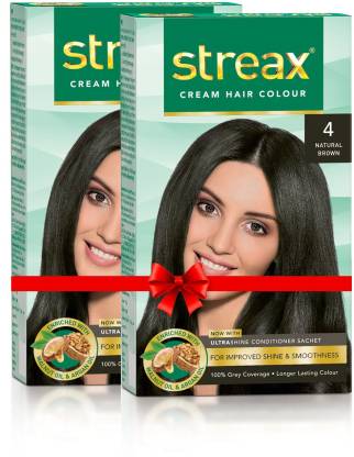 Streax Cream Hair Colour-Pack of 2 , Natural Brown No-4 - Price in India,  Buy Streax Cream Hair Colour-Pack of 2 , Natural Brown No-4 Online In  India, Reviews, Ratings & Features 