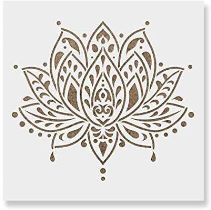 Genrc Sacred Lotus Flower Stencil Template For Walls And Crafts Reusable Stencils Painting In Small Large Sizes - Large Flower Stencils For Walls