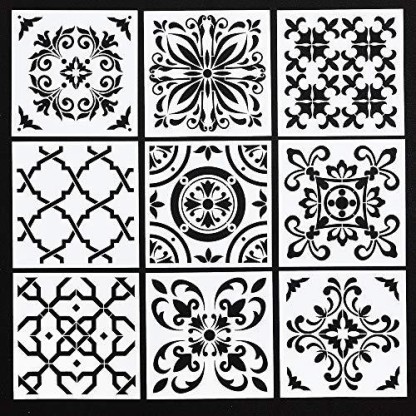 Wall Tile Reusable DIY Art and Craft Stencils Pattern for Painting Canvas Paper Fabric and Floor CrafTreat Pattern Stencils for Painting on Wood Arabic Pattern Stencil 6x6 Inches 