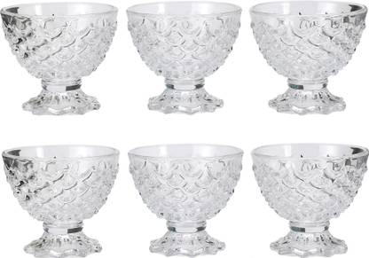 Afast Transparent Glass Ice Cream Bowl Set Of Six With Stand And Self Design K7 Glass Dessert Bowl Price In India Buy Afast Transparent Glass Ice Cream Bowl Set Of Six