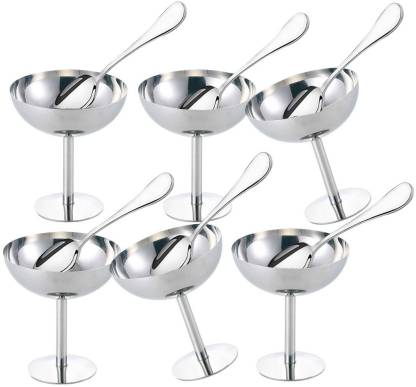 Elegance Stainless Steel Dessert Bowl with Spoon