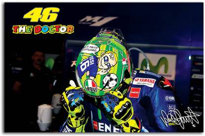 Moto Gp Wall Poster Valentino Rossi The Doctor Ready To Race Movistar Yamaha Moto Gp Large
