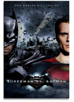 Hollywood Movie Wall Poster - Batman vs Superman - Large Size Poster - HD  Quality - 36 inches x 24 inches (92 cms x 61 cms) Fine Art Print -  Decorative posters