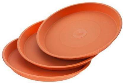 Antier Treated Best Quality 12 Inch Bottom Tray Plates Saucer Terracotta Color Set Of 12 Plant Container Plastic External Height 4 Cm Plant Container Set Pack Of 12 Plastic Plant Container Set Price In
