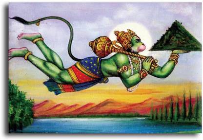 PIXELARTZ Canvas Painting - Hanuman Ji - The Sanjivani Quest - Without Frame Digital Reprint 17 inch x 23 inch Painting Price in India - Buy PIXELARTZ Canvas Painting - Hanuman Ji -