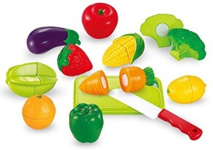 Realistic Sliceable 12 Pcs Fruits and Vegetables Cutting Play Toy Set 