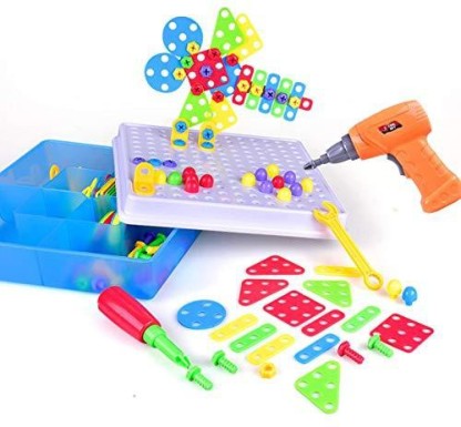 Parhlen Educational Toys Building Blocks 244 Pieces Electric Screwdriver DIY Building Toys for Boys and Girls Educational Construction Building kit for Kids Ages 4 5 6 7 8 9 10 Year Old 