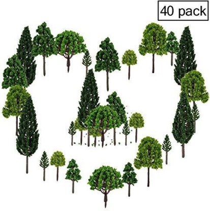 BESPORTBLE 20pcs Model Trees Fake Plastic Train Trees Railroad Scenery Architecture Trees for DIY Micro Landscape Bonsai 3CM-8CM Orange