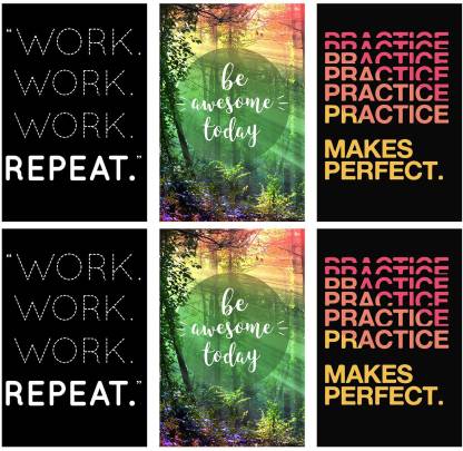 Set of 6 posters rolled in a tube with Work, Work, Work Repeat Office  Quotes design,