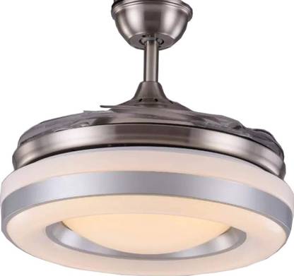 Kanz Enterprises Designer Modern Imported With Retractable Invisible Blades Led Light Remote Control Transpa Acrylic 4 Blade Ceiling Fan In India Blade Ceiling Fan In India, Retractable Ceiling Fan