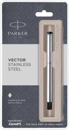 Details about   Parker Vector Stainless Steel CT CFountain Ink Pen Fine Nib # JAN-SALE 