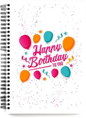 MOTIVATE BOX India Pretty Happy Birthday To You in Cute Black Background  Wiro bounded Notebook With Plain Sketch Paper (A5 Size) Design with 72  pages -NB7251 A5 Notebook Unruled 72 Pages Price