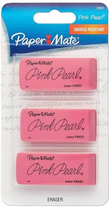 3 Count .1 Pack Large 70624 White Pearl Erasers 
