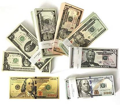 genrc xdowmo prop money play money dollar bills 1 2 5 10 20 50 100 dollar bills prop money set realistic double sided full prin xdowmo prop money play money dollar